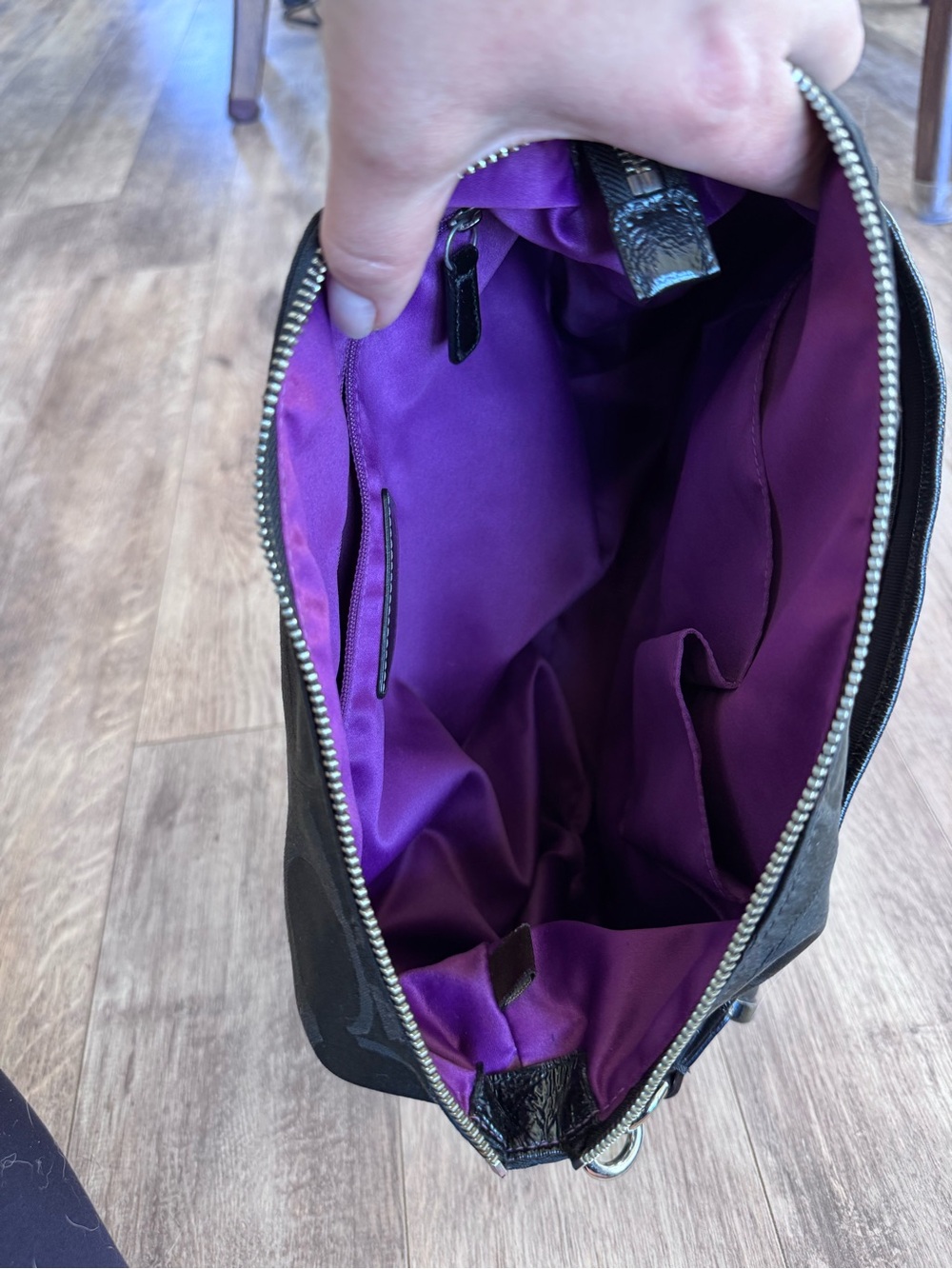 Coach Poppy Signature Sateen Pocket hobo Shoulder Bag w/Purple Interior - Y2K - Picture 11 of 13
